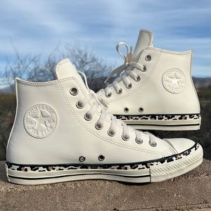 New⁉️ Converse White Leopard CTAS Hi Top Sneakers